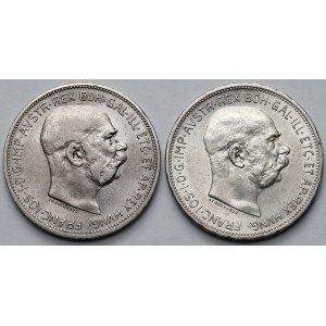 Austria, Franz Joseph I, 2 crowns, 1912 and 1913 – set (2 pieces)