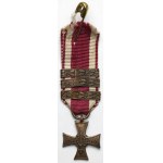 Second Polish Republic, Cross of Valor 1920 – Miniature with three metal fittings