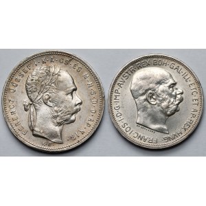 Austria / Węgry, Franciszek Józef I, Forint 1881 i 2 korony 1913 - zestaw (2szt)