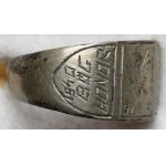 World War II, Patriotic Signet Ring, Siberia 1940 — God, Honor, Fatherland — Crowned Eagle