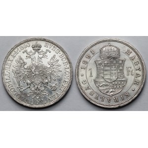 Austria-Hungary, Franz Joseph I, 1860 florin and 1891 forint - set (2 pieces)