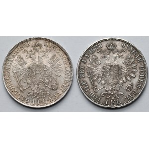 Austria, Franciszek Józef I, 1 floren 1858 i 1878 - zestaw (2szt)