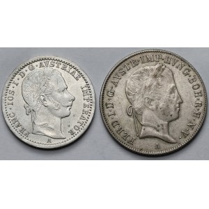 Austria, 20 kreuzer from 1848 and 1/4 florin from 1862 - set (2 pieces)