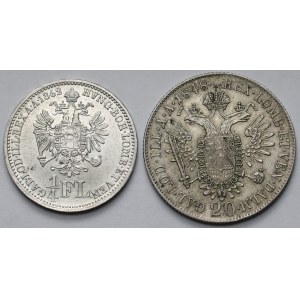 Austria, 20 kreuzer from 1848 and 1/4 florin from 1862 - set (2 pieces)