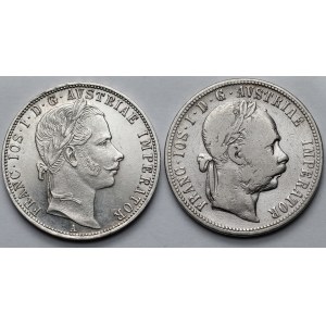Austria, Franz Joseph I, Floren 1860 and 1888 - set (2 pieces)