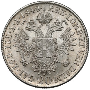 Austria, Ferdinand I, 20 kreuzer, 1848 A, Vienna
