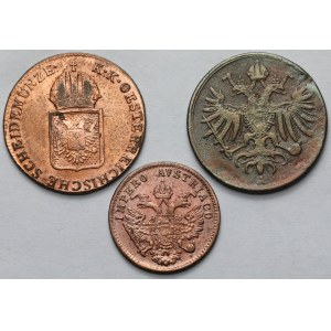 Austria, Monety miedziane 1816-1862 - zestaw (3szt)