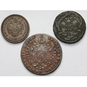 Austria, 1 and 6 kreuzer, 1763–1851 – set (3 pieces)