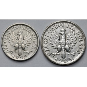 1 e 2 złoty del 1925 “Donna e spighe”, Londra – set (2 pezzi)