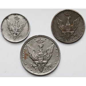 Kingdom of Poland, 1–10 fenigs, 1917–1918 – set (3 pieces)