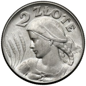 Woman and Ears of Wheat, 2 zlote, 1925, no dot, Philadelphia