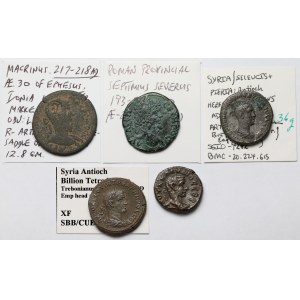 L'Empire romain, les provinces, les pièces de bronze et les pièces de monnaie - lot (5 pièces)