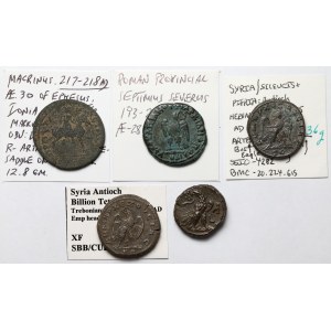 L'Empire romain, les provinces, les pièces de bronze et les pièces de monnaie - lot (5 pièces)