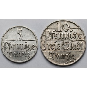 Gdańsk, 5 and 10 pfennigs, 1923 - set (2 pieces)
