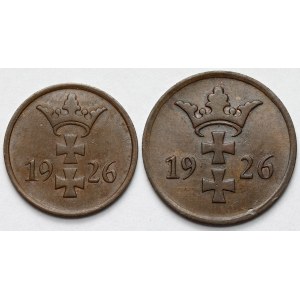 Gdańsk, 1 i 2 fenigi 1926 - zestaw (2szt)