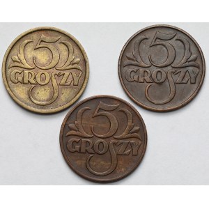 5 groszy 1923-1937 - set (3 pezzi)