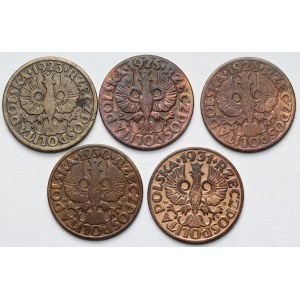 5 groszy 1923–1931 – set (5 pieces)
