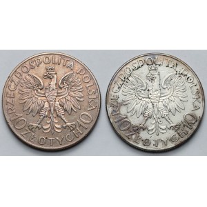 10 zlotých 1933 Traugutt a Sobieski – sada (2 ks)