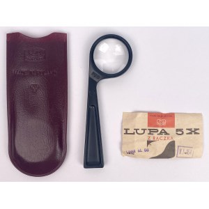 Lupa PZO (Polskie Zakłady Optyczne) x5 - czarna, z etui