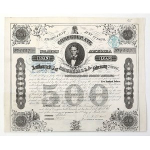 Konfederované štáty Ameriky, 8 % pôžička 1863/1868 – 500 dolárov 1863