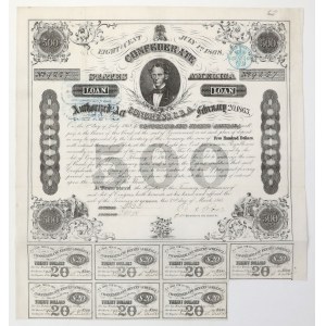 Konfederované štáty Ameriky, 8 % pôžička 1863/1868 – 500 dolárov 1863