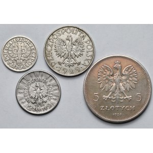 1 à 5 zlotys et 10 groszy, 1923-1934 – dont des pièces « Nike » – lot (2 pièces)