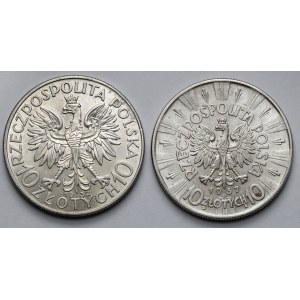 Głowa Kobiety i Piłsudski 10 złotych 1932 i 1937 - zestaw (2szt)