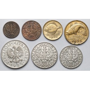 1 Groschen – 1 Złoty und 5–10 Fenig 1923–1939 – Set (6 Stück)