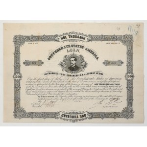 Confederate States of America (CSA), Bond 1000 Dollars 1862