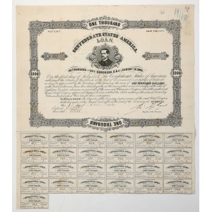 Confederate States of America (CSA), Bond 1000 Dollars 1862