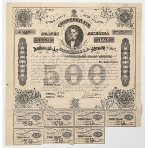 Konfederované štáty Ameriky, 8 % pôžička 1863/1868 – 500 dolárov 1863