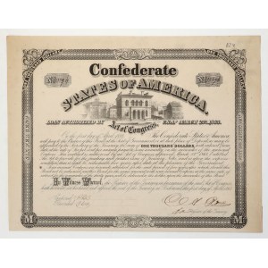 Konfederované štáty Ameriky, 6 % pôžička 1863/1893 – 1 000 dolárov 1863