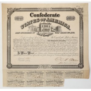 Konfederované štáty Ameriky, 6 % pôžička 1863/1893 – 1 000 dolárov 1863