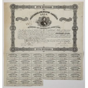 Confederate States of America (CSA), Bond 500 Dollars 1862