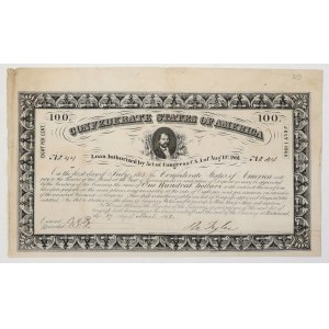 Confederate States of America (CSA), Bond 100 Dollars 1862