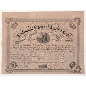 Confederate States of America (CSA), Bond 100 Dollars 1863