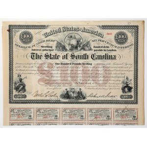 USA, The State of South Carolina, Obligation 100 Pounds 1871