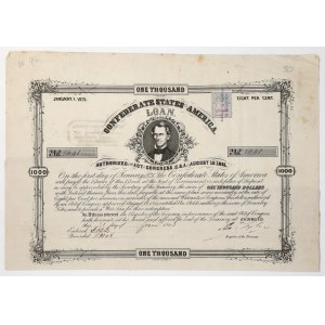 Confederate States of America (CSA), Bond 1000 Dollars 1863
