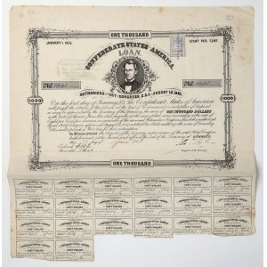 Confederate States of America (CSA), Bond 1000 Dollars 1863