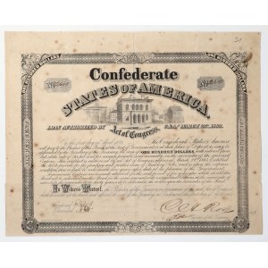 Confederate States of America (CSA), Bond 100 Dollars 1863