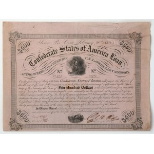 Confederate States of America (CSA), Bond 500 Dollars 1863