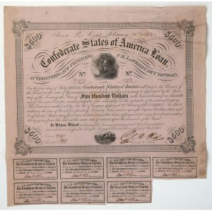 Confederate States of America (CSA), Bond 500 Dollars 1863