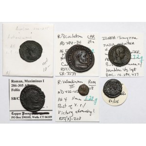 Cesarstwo Rzymskie, Follisy, Antoninian i Brąz prowincjonalny - zestaw (6szt)