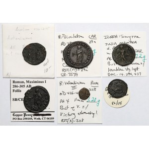 Cesarstwo Rzymskie, Follisy, Antoninian i Brąz prowincjonalny - zestaw (6szt)