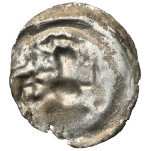 Lesser Poland (1200–1240), Brakteate — Half-figure with a sword and a banner