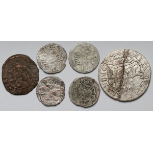 Kurlandsko, šeląg, dvadsaťdár a šesťák 1576–1694 – sada (6 ks)