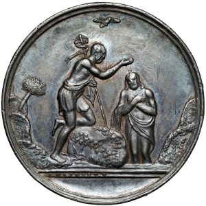 Silver Baptismal Medal - In Commemoration of Baptism - 1855 - Majnert