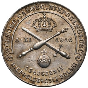 Medaila pri príležitosti vyhlásenia nezávislosti Poľska v roku 1916