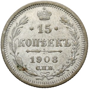 Russia, Nicholas II, 15 kopecks, 1908