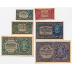 Sada od 1/2 do 1 000 mkp 1919–1920 (6 ks)